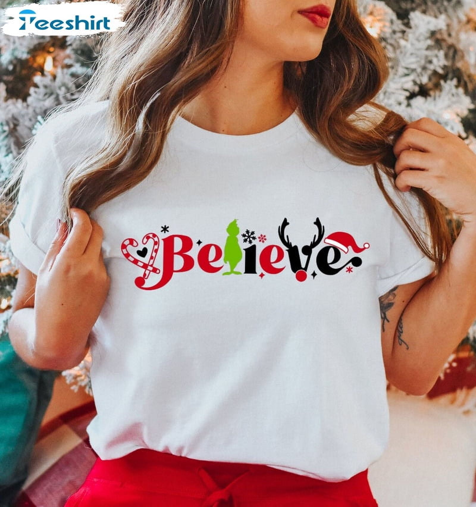 Believe Grinch Christmas Shirt, Christmas Movie Crewneck Tee Shirt ...