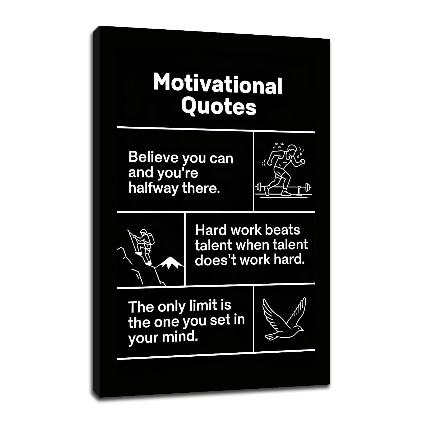 Believe Hard Work Limit Canvas Art Print 24