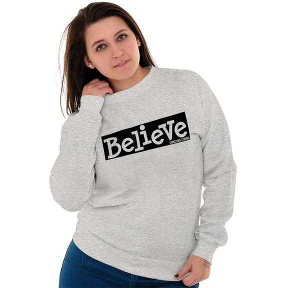 Believe Holy Spirit Religious Women Crewneck Sweatshirt Brisco Brands S
