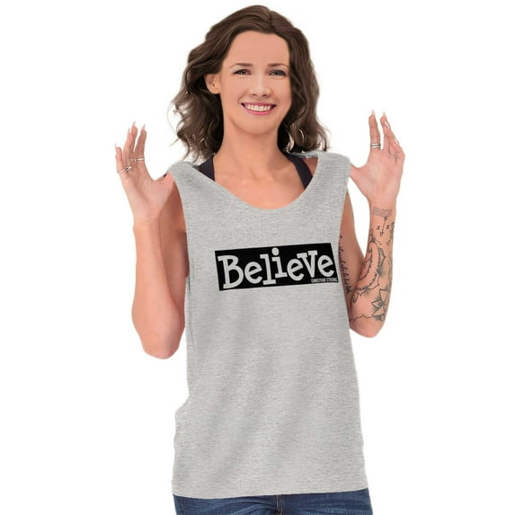 Believe Holy Spirit Religious Womens Plus Size Graphic Tank Top Brisco Brands 3X