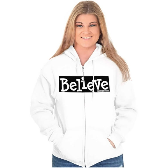 Believe Holy Spirit Religious Womens Plus Size Graphic Zipper Hoodie Brisco Brands 2X