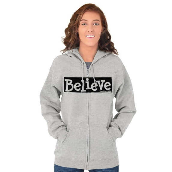 Believe Holy Spirit Religious Womens Plus Size Graphic Zipper Hoodie Brisco Brands 3X