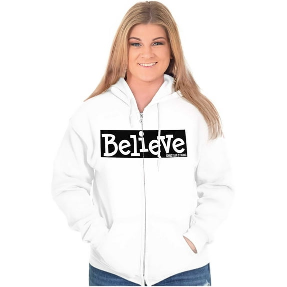 Believe Holy Spirit Religious Womens Plus Size Graphic Zipper Hoodie Brisco Brands 5X