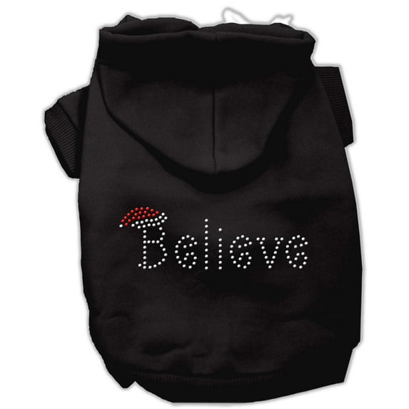 Christmas Pet Dog Cat Hoodie Rhinestone, "Believe"