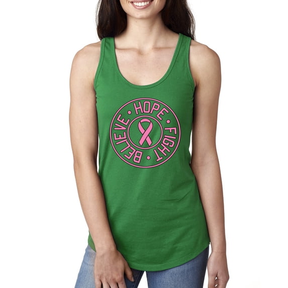 Believe Hope Awareness Ladies Racerback Tank Top, Kelly, Medium