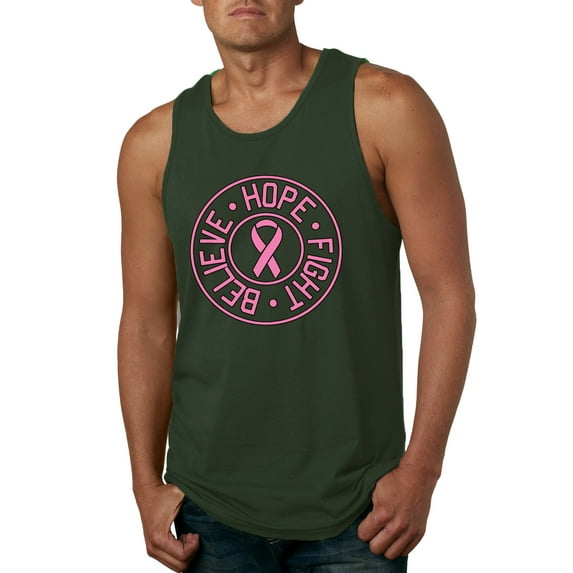 Believe Hope Awareness Mens Graphic Tank Top, Forest Green, Large