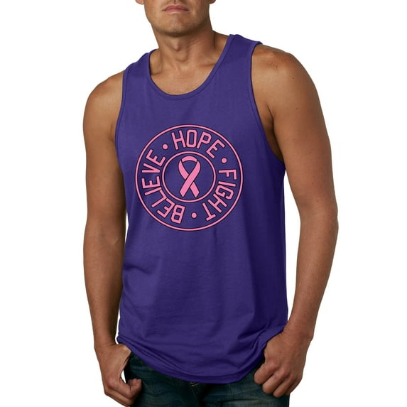 Believe Hope Awareness Mens Graphic Tank Top, Purple, Medium