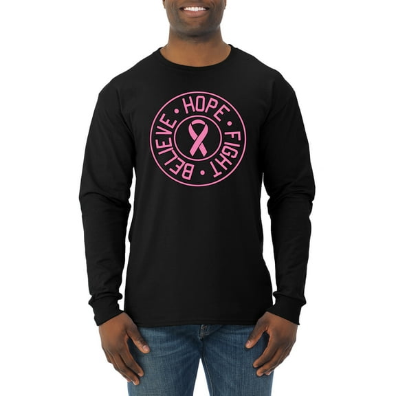Believe Hope Awareness Mens Long Sleeve Shirt, Black, Small