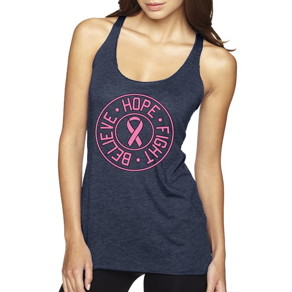 Believe Hope Awareness Tri-Blend Racerback Tank Top, Vintage Navy, Medium