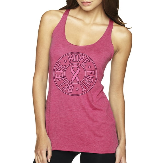 Believe Hope Awareness Tri-Blend Racerback Tank Top, Vintage Pink, Small