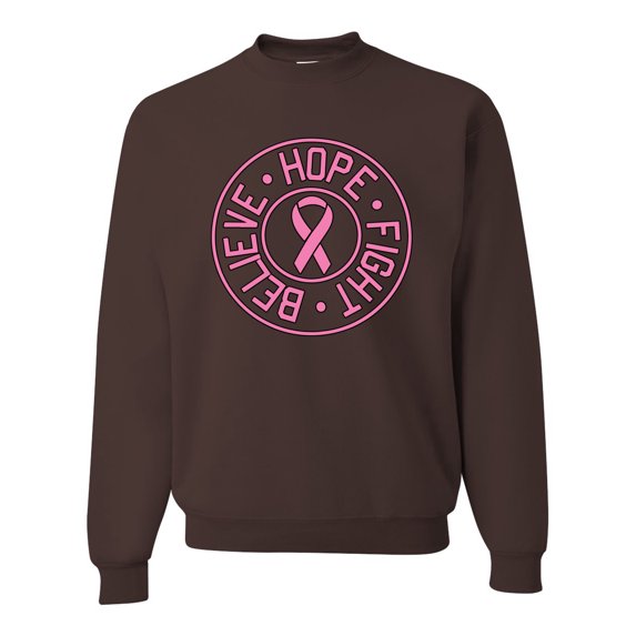 Believe Hope Awareness Unisex Crewneck Graphic Sweatshirt, Brown, Small