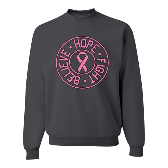 Believe Hope Awareness Unisex Crewneck Graphic Sweatshirt, Charcoal, Medium