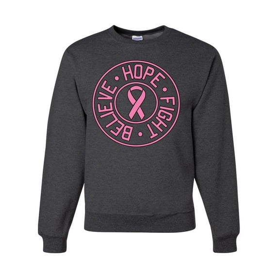 Believe Hope Awareness Unisex Crewneck Graphic Sweatshirt, Heather Black, 2XL