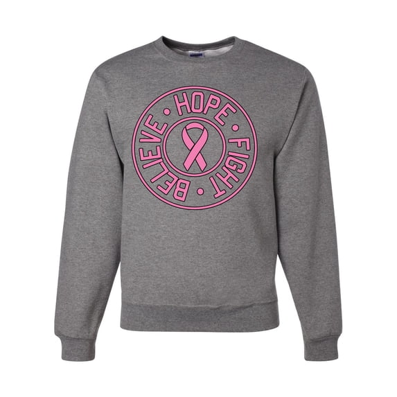 Believe Hope Awareness Unisex Crewneck Graphic Sweatshirt, Heather Grey, 2XL