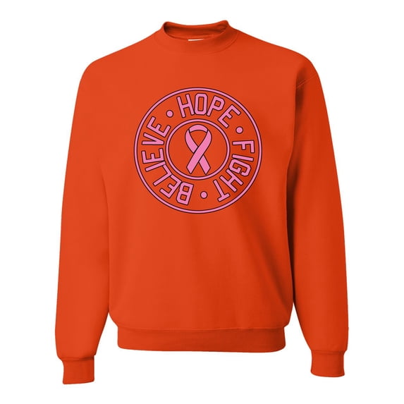 Believe Hope Awareness Unisex Crewneck Graphic Sweatshirt, Orange, X-Large