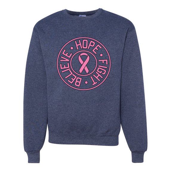 Believe Hope Awareness Unisex Crewneck Graphic Sweatshirt, Vintage Heather Navy, Small