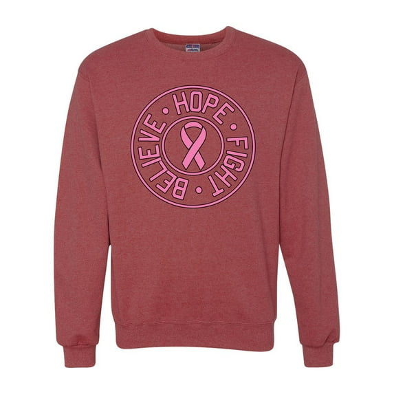 Believe Hope Awareness Unisex Crewneck Graphic Sweatshirt, Vintage Heather Red, Small