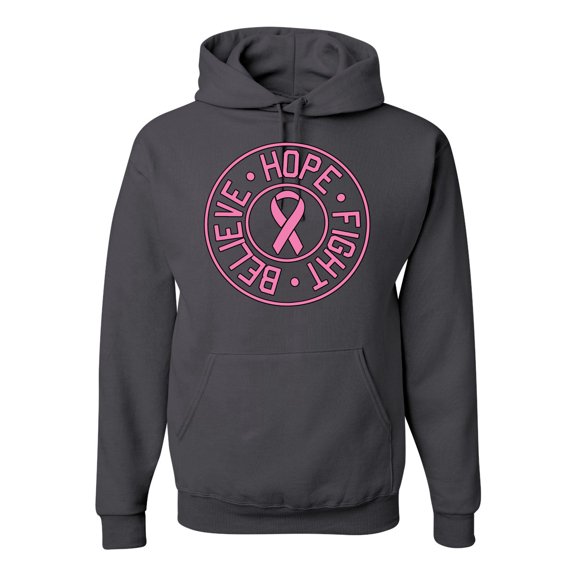 Believe Hope Awareness Unisex Graphic Hoodie Sweatshirt, Charcoal, X-Large