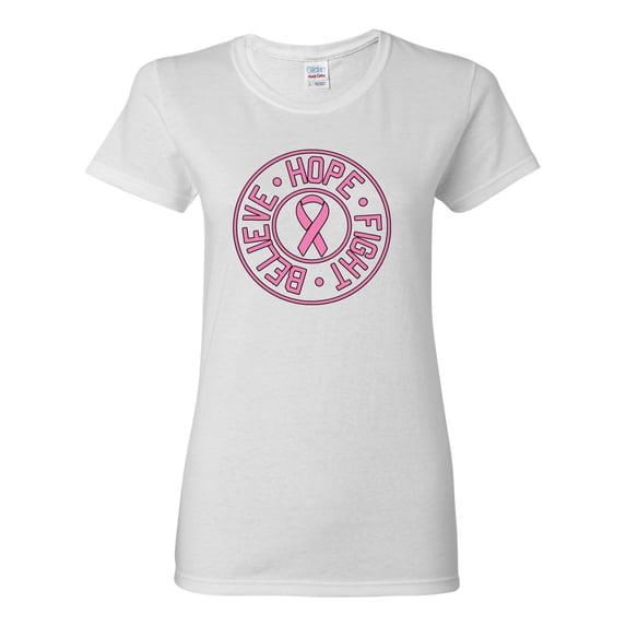 Believe Hope Awareness Womens Graphic T-Shirt, White, Small