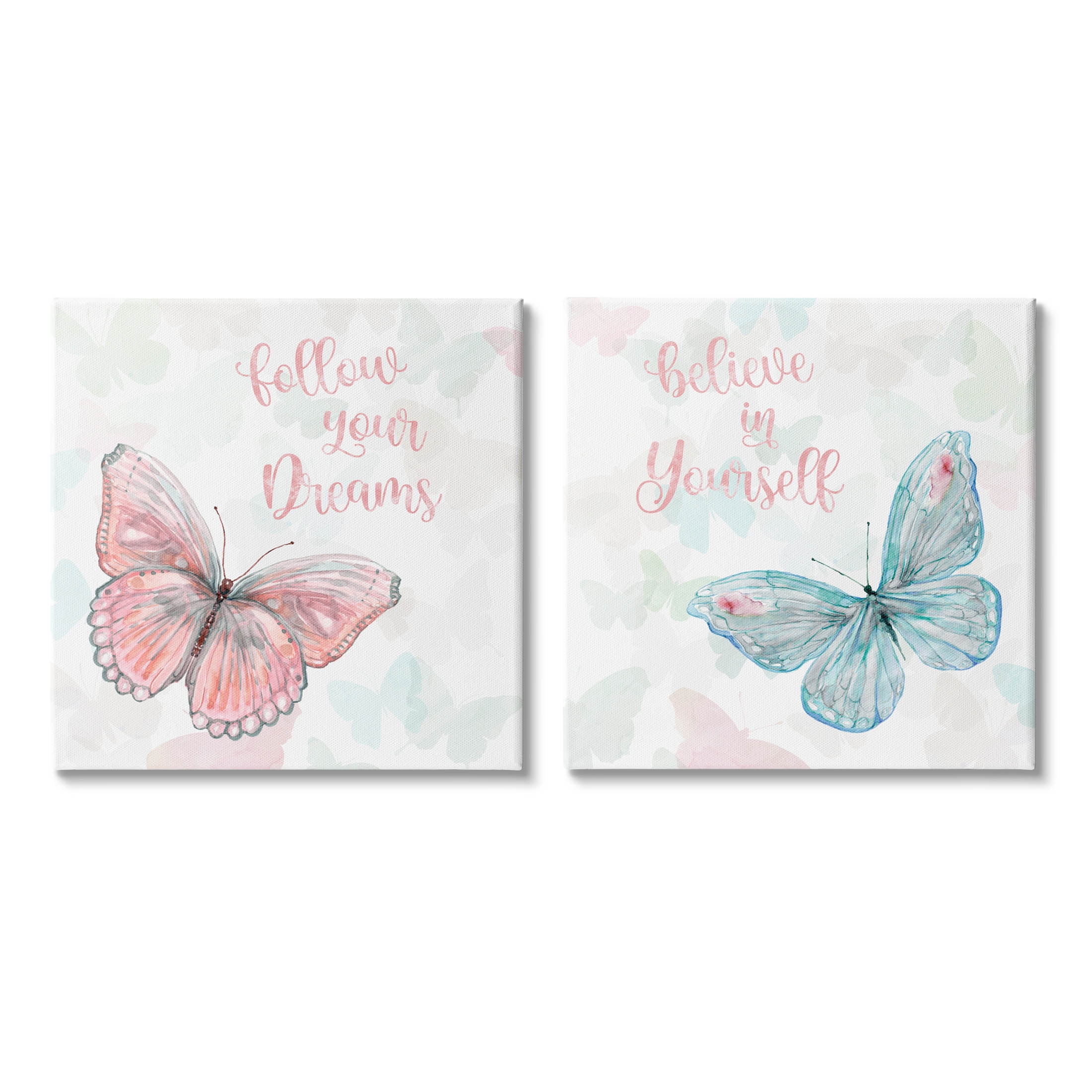 Believe in Dreams Butterfly Canvas Wall Art Set