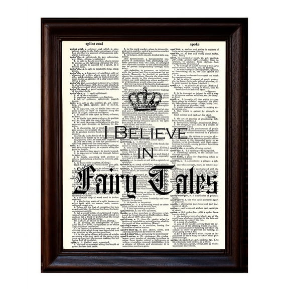 Believe In Fairy Tales Quote - Dictionary Art Print Printed On Authentic Vintage Dictionary Book Page - 8 x 10.5