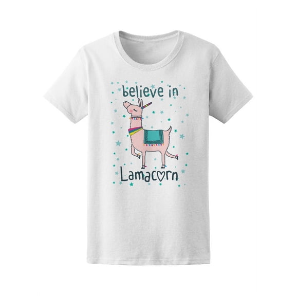 Believe In Lamacorn Cute Llama T-Shirt Women -Image by Shutterstock, Female Small