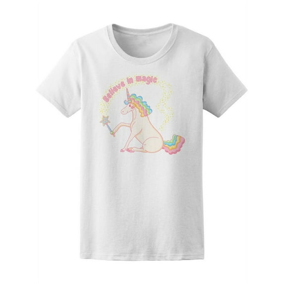 Believe In Magic Unicorn T-Shirt Women -Image by Shutterstock, Female Medium