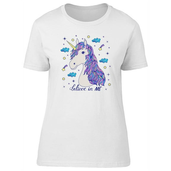 Believe In Me Cute Unicorn T-Shirt Women -Image by Shutterstock, Female Medium