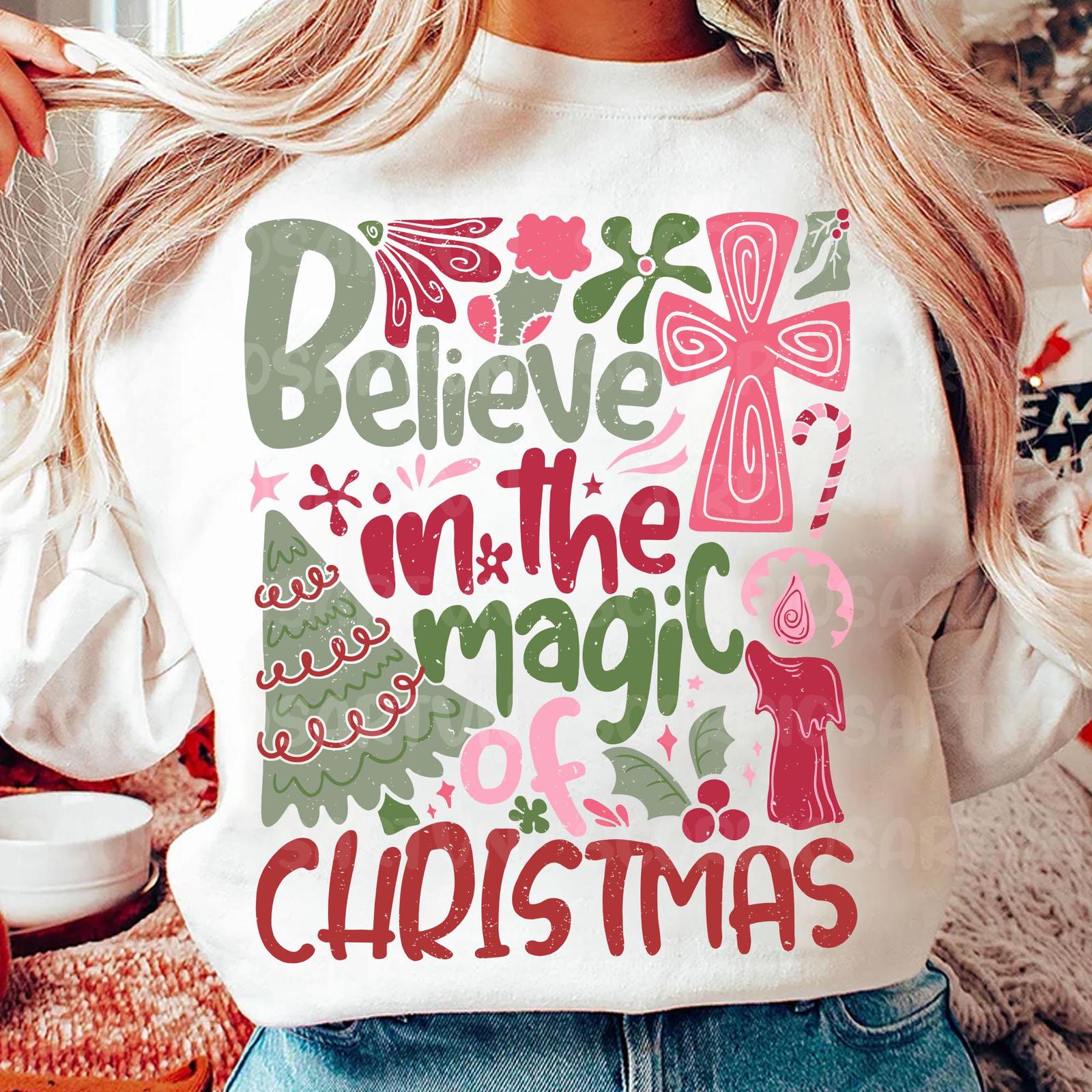 Believe In The Magic Of Christmas Png, Christmas Png, Boho Retro