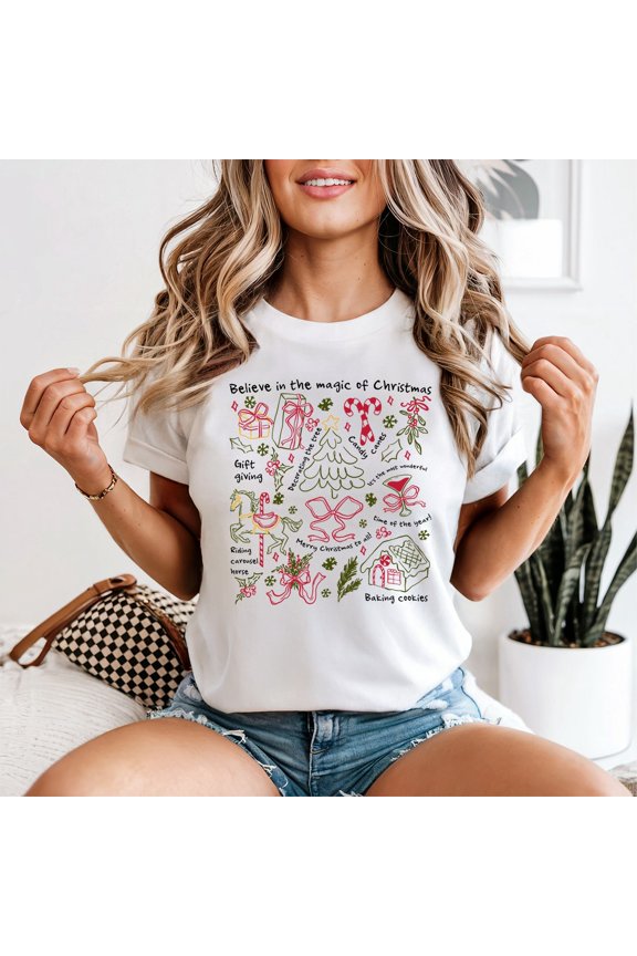 Believe In The Magic Of Doodle Womens T-Shirt Theme All Size S-5XL