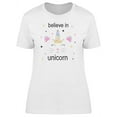 thumbnail image 1 of Believe In Unicorn Horn & Crown T-Shirt Women -Image by Shutterstock, Female Medium, 1 of 2