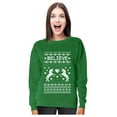 thumbnail image 1 of Believe In Unicorns - Magical Ugly Christmas Sweater Women's Sweatshirt Medium Green, 1 of 5