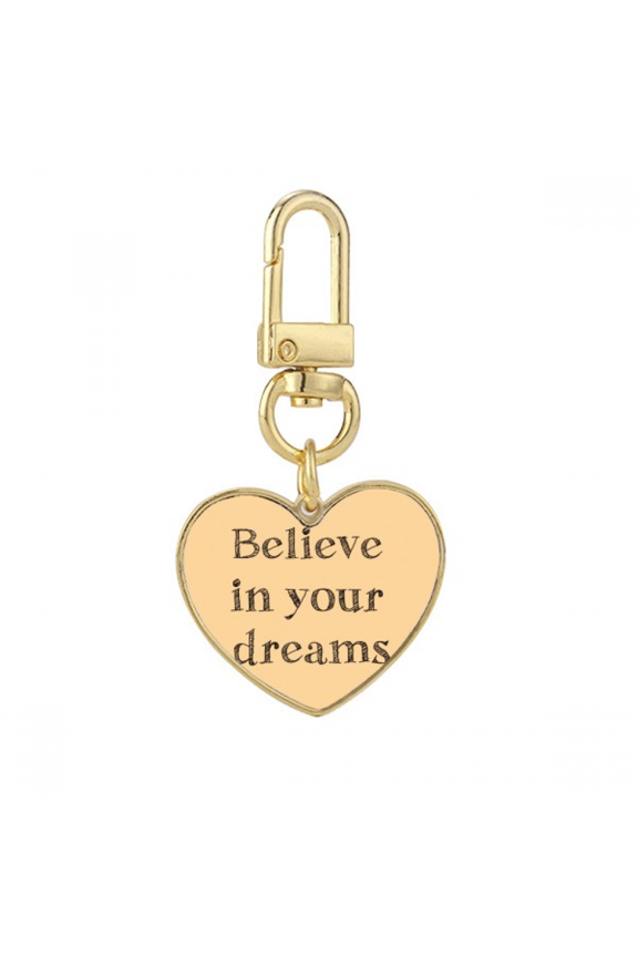 Believe In Your Dream Inspirational Gold Heart Keychain Metal Keyring Holder