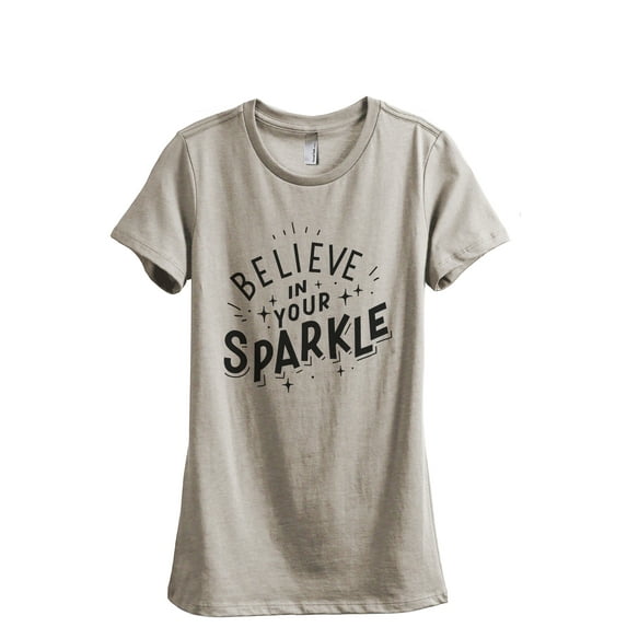 Believe In Your Sparkle Women's Fashion Relaxed T-Shirt Tee Heather Tan Large