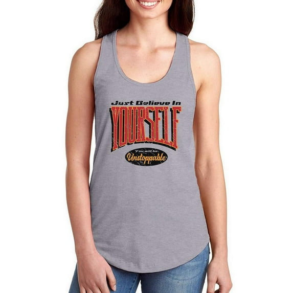 Believe In Yourself Grunge Racerback Tank Women -Image by Shutterstock, Female Large