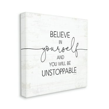 Believe In Yourself Inspirational Sentiments Distressed Charm 30 in x 30 in Drawing Canvas Art Print, by Stupell Home Décor