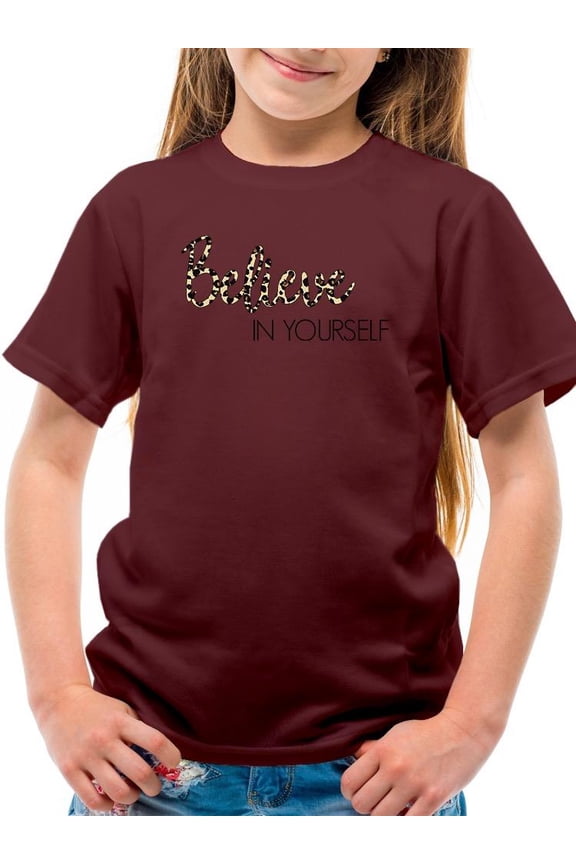 Believe In Yourself Leopard T-Shirt Juniors -Image by Shutterstock,  Large