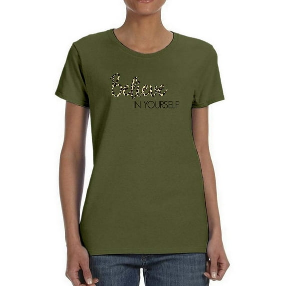 Believe In Yourself Leopard T-Shirt Women -Image by Shutterstock, Female 4X-Large