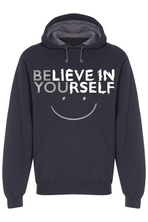 Believe In Yourself Smiley Face Hoodie Men -Image by Shutterstock, Male Large