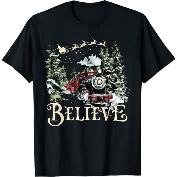 Believe Krismast Trains Krismast S@Nt_A Family S T-Shirt