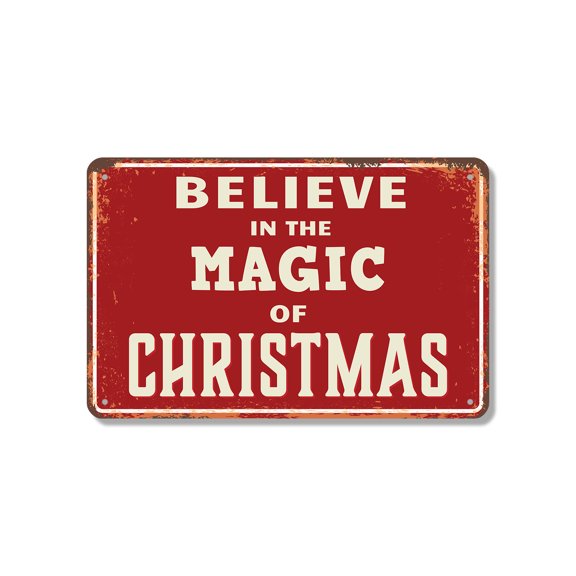Believe In The Magic Of Christmas 18 Inch x 24 Inch Novelty Aluminum Metal Sign Wonder Lights Cookies Weatherproof Perfect for Living Rooms Porches Shops Fun Gift for Holiday Lovers