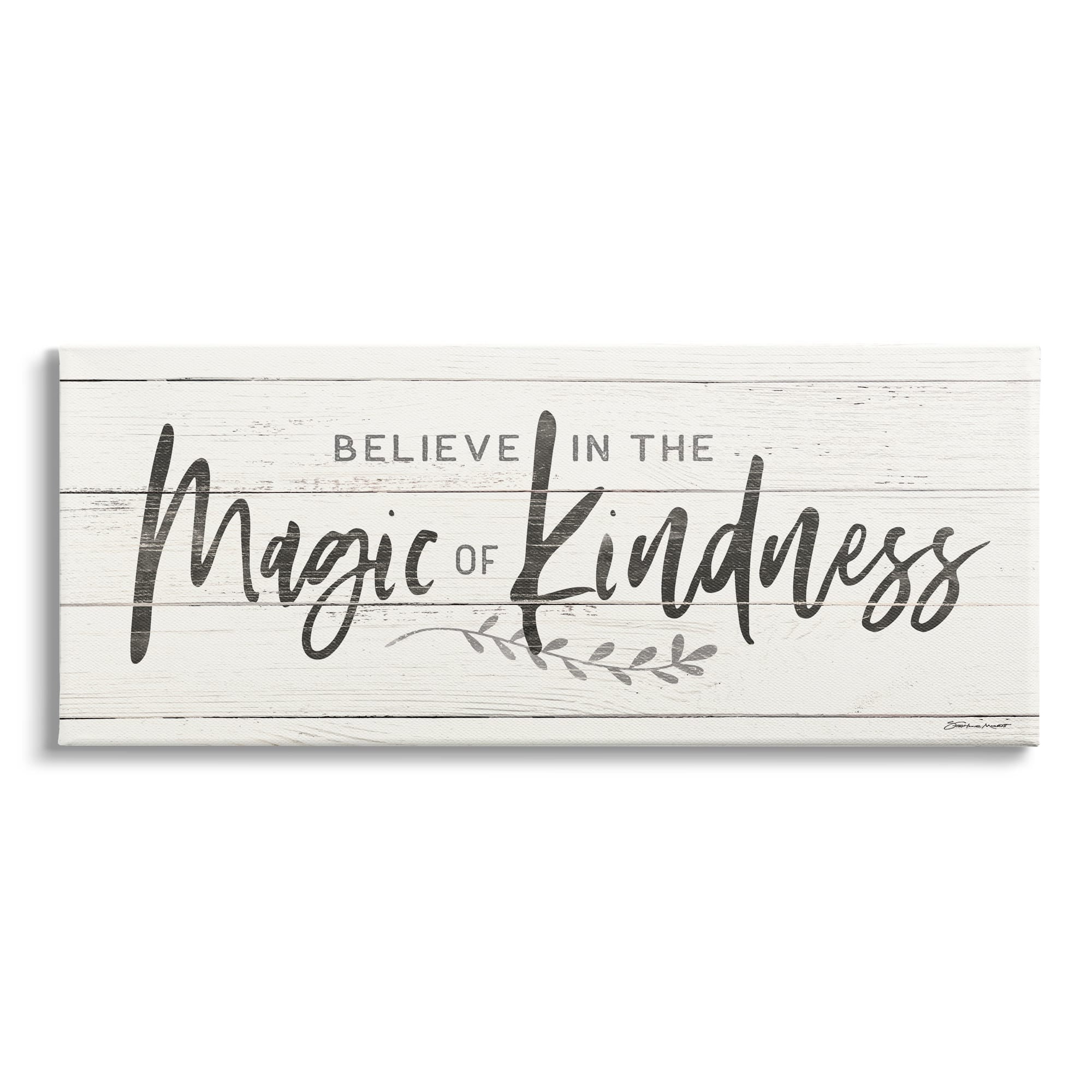 Stupell Industries Believe Magic of Kindness Phrase Country Planked Pattern, 24 x 10, Design by Stephanie Workman Marrott
