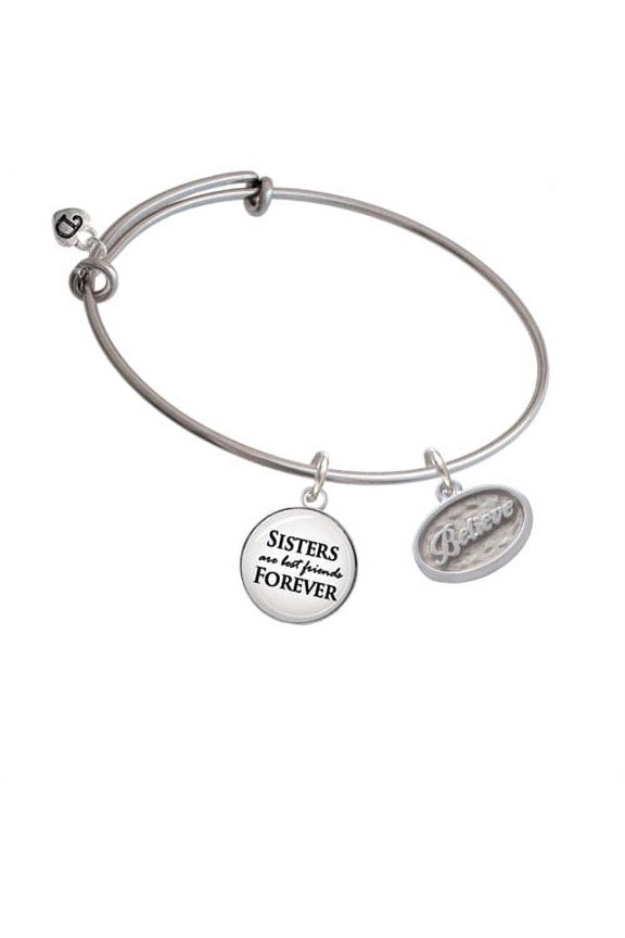 Believe - Oval Seal Sisters are Best Friends Bangle Bracelet