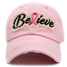 Breast Cancer Awareness Pink Ribbon Baseball Hat Black w White Trim Walmart