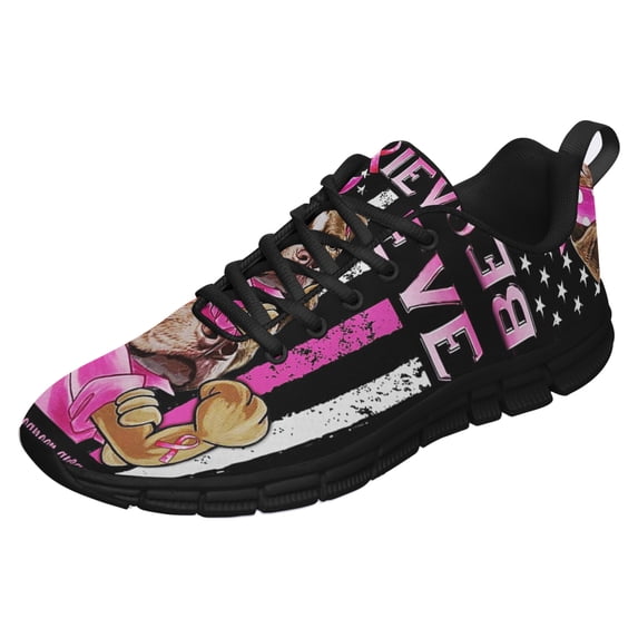 Believe Pitbull Breast Cancer Awareness Running Shoes Sneakers Mesh Black Size 11