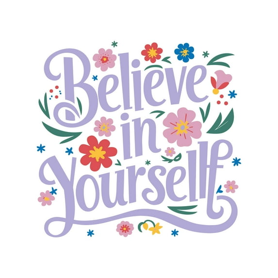 Believe In Yourself Positive Affirmation Empowering Life Quote Wall Art Sticker Designs Vinyl Stickers For Home House Walls Rooms Windows Bedroom Decoration Size (20x20 inch)