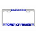 thumbnail image 1 of Believe in The Power of Prayer Jesus Christ Christian Style Metal License Plate Frame Personalized/Car Accessories Car Tag Holder Cover (Chrome/LimeBlue), 1 of 2