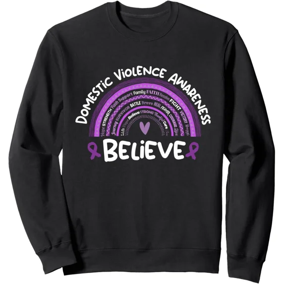 Believe Ribbon October Awareness Support Message Encouraging Hope Sweatshirt, up to size 5XL