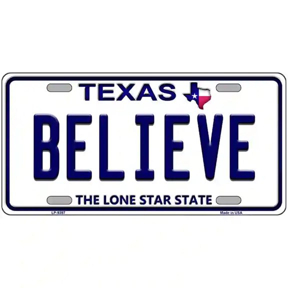 Believe Texas Novelty Metal License Plate 12" x 6" Automotive