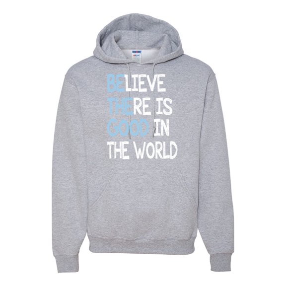 Believe There is Good in the World Positive Message Inspirational/Christian Unisex Graphic Hoodie Sweatshirt, Heather Grey, X-Large